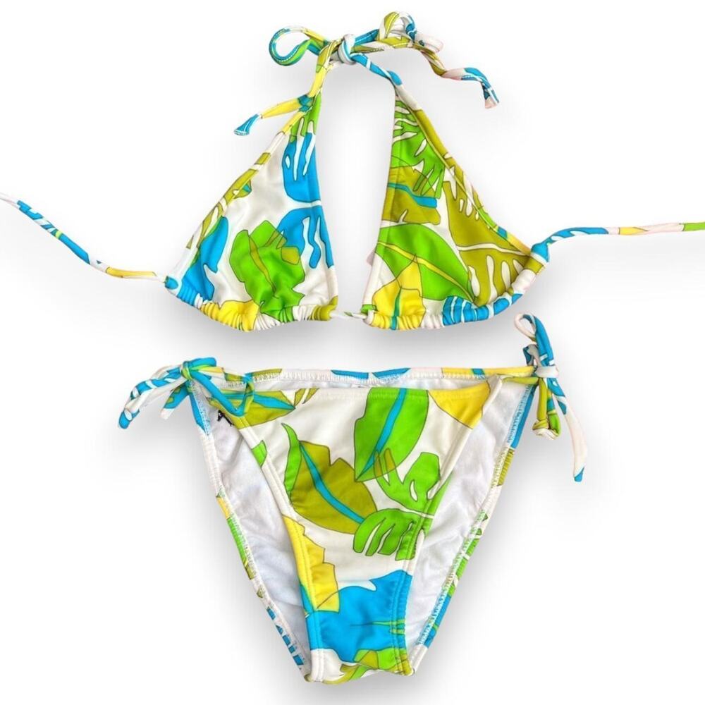 Vintage deadstock leaf print bikini